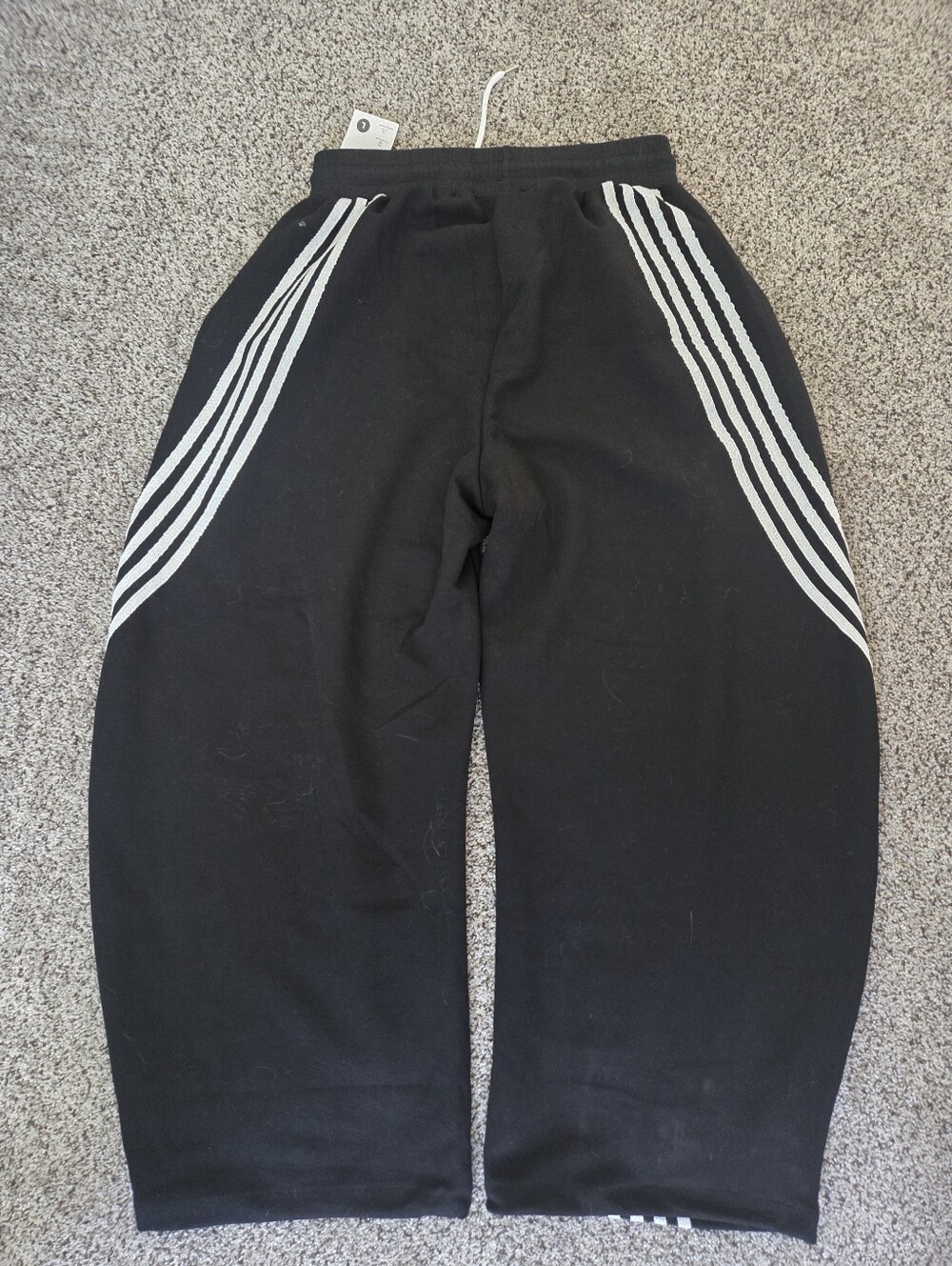 Womens Black Sweatpants with White Stripe Detail